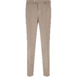 Beige Cotton Casual Pants