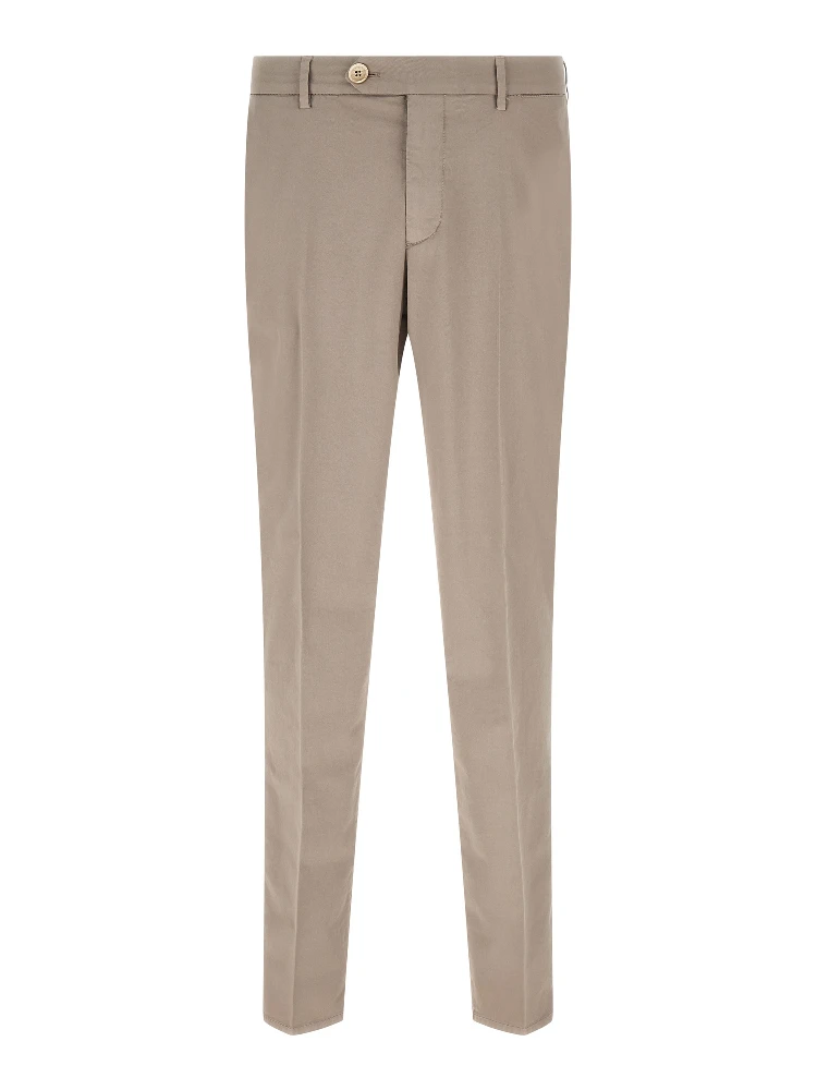 Beige Cotton Casual Pants
