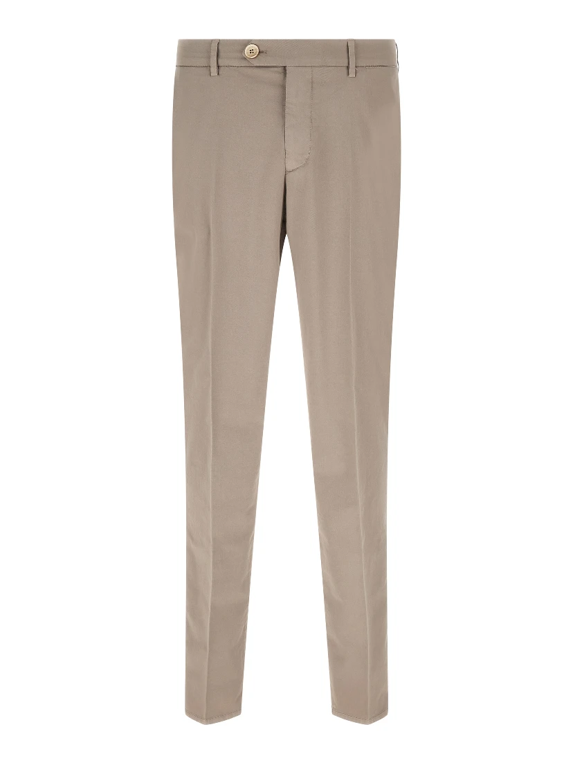Beige Cotton Casual Pants