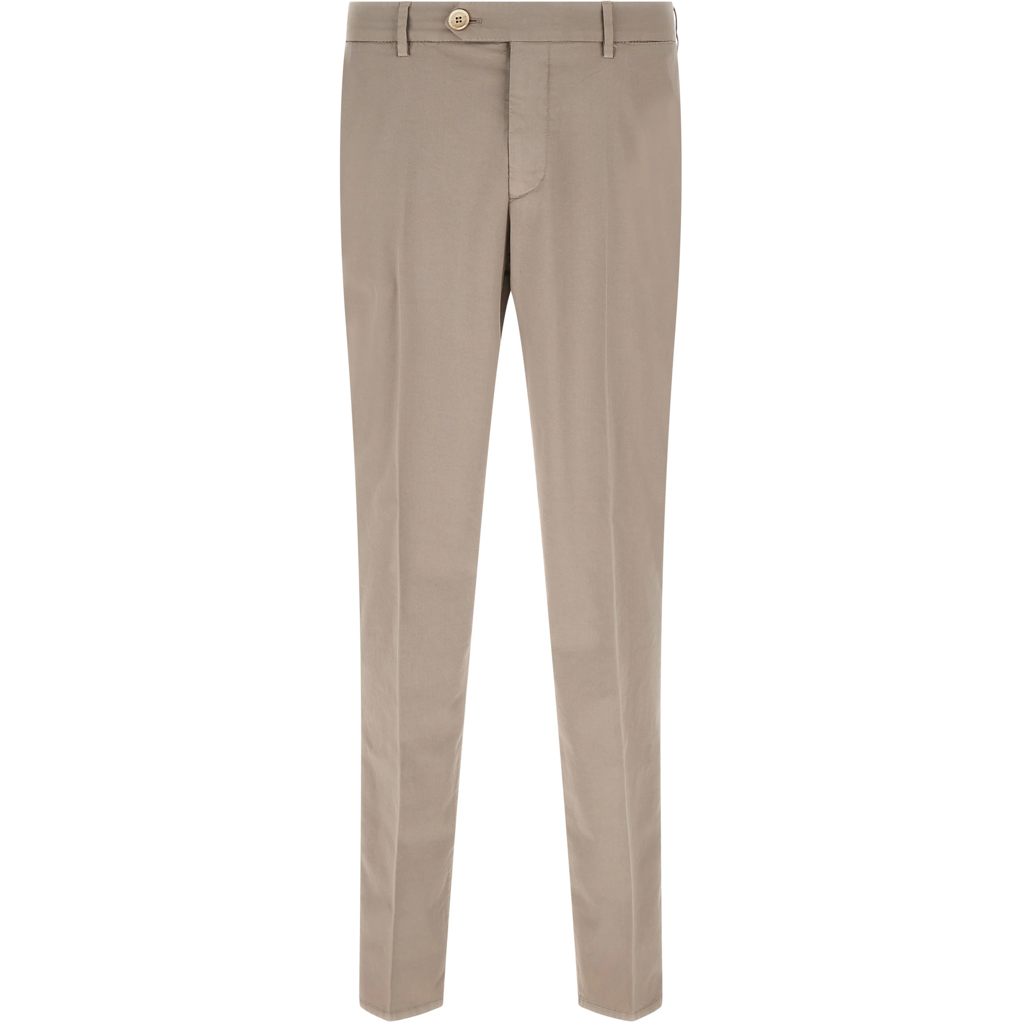 Beige Cotton Casual Pants