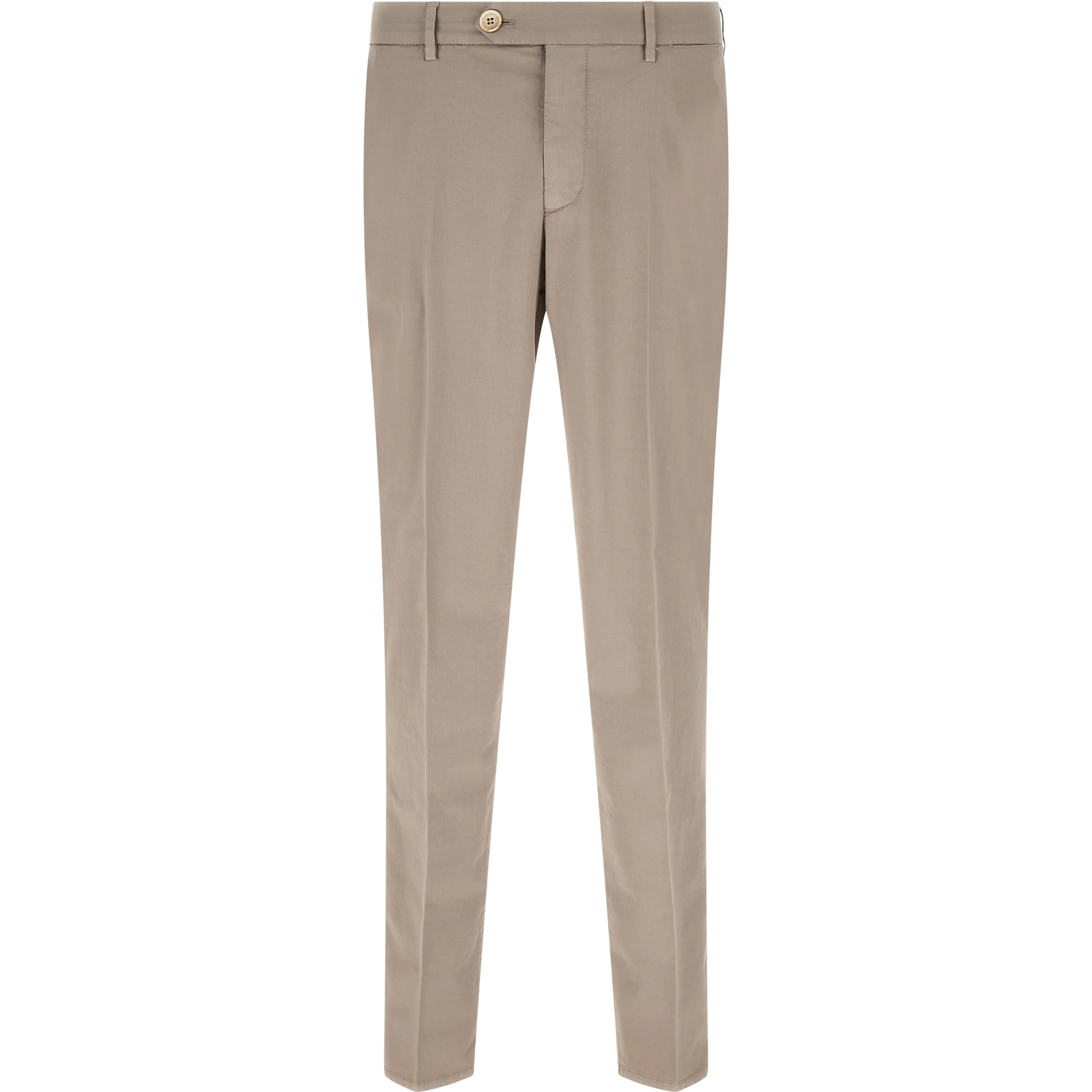 Beige Cotton Casual Pants