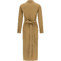Beige Cotton Midi Dress