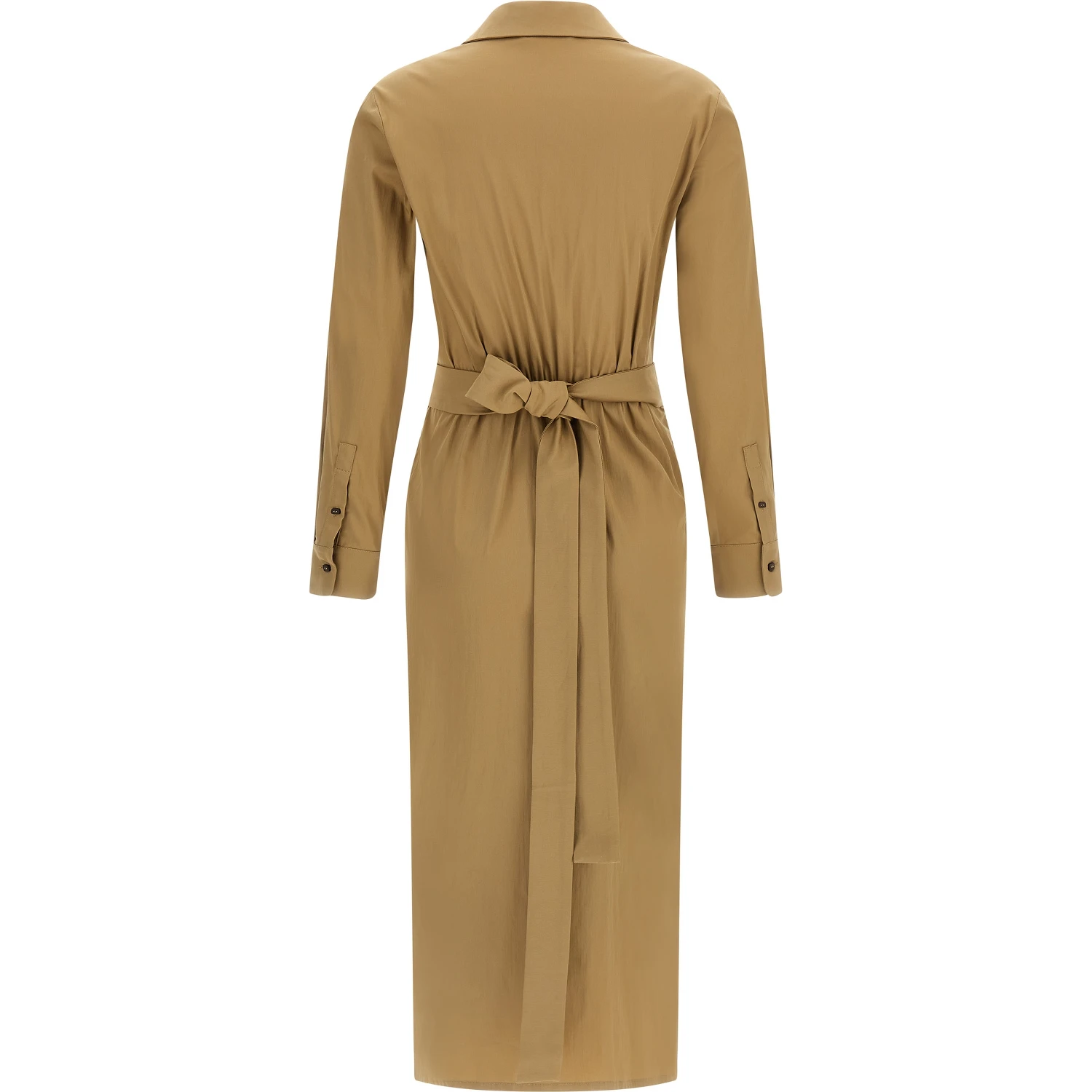 Beige Cotton Midi Dress