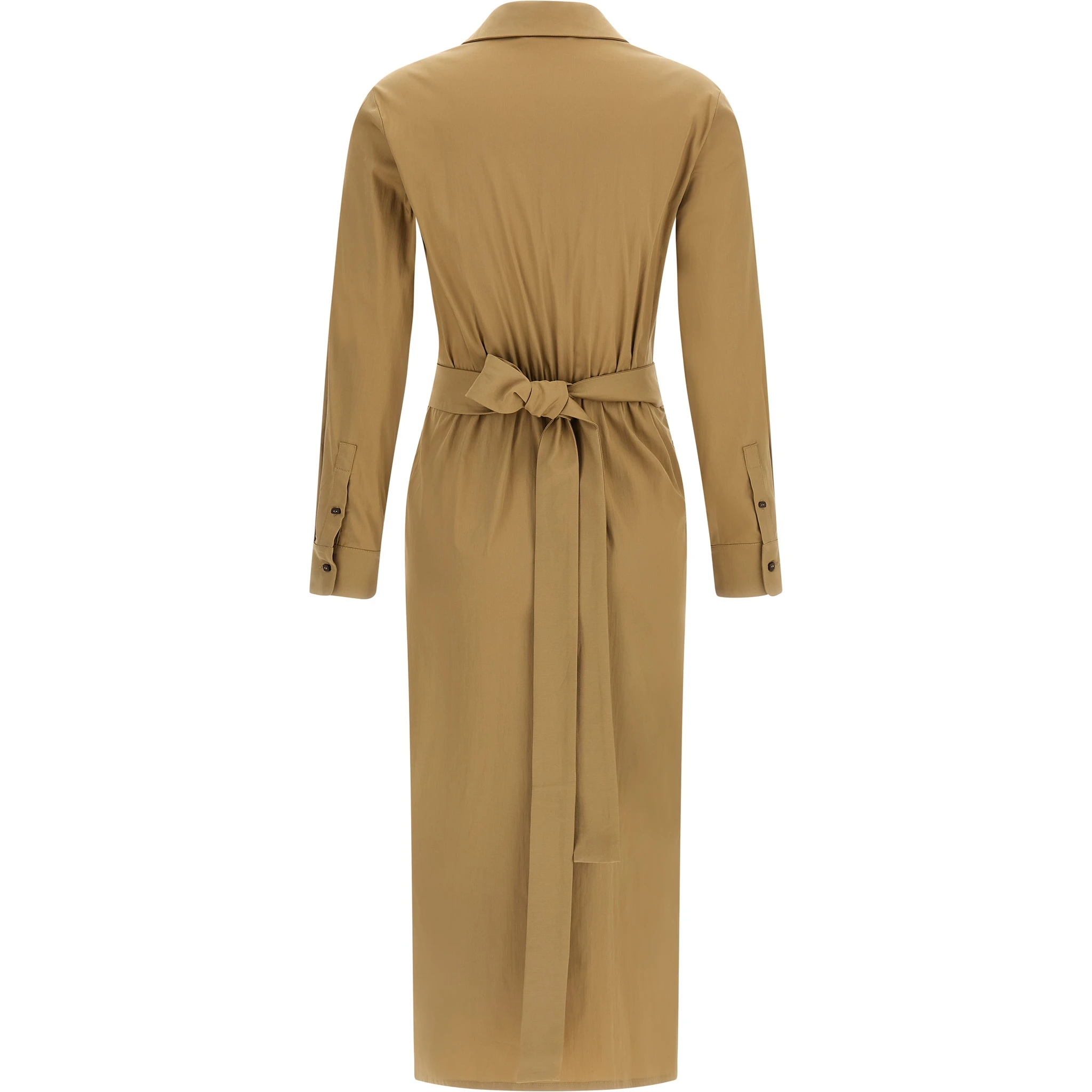 Beige Cotton Midi Dress