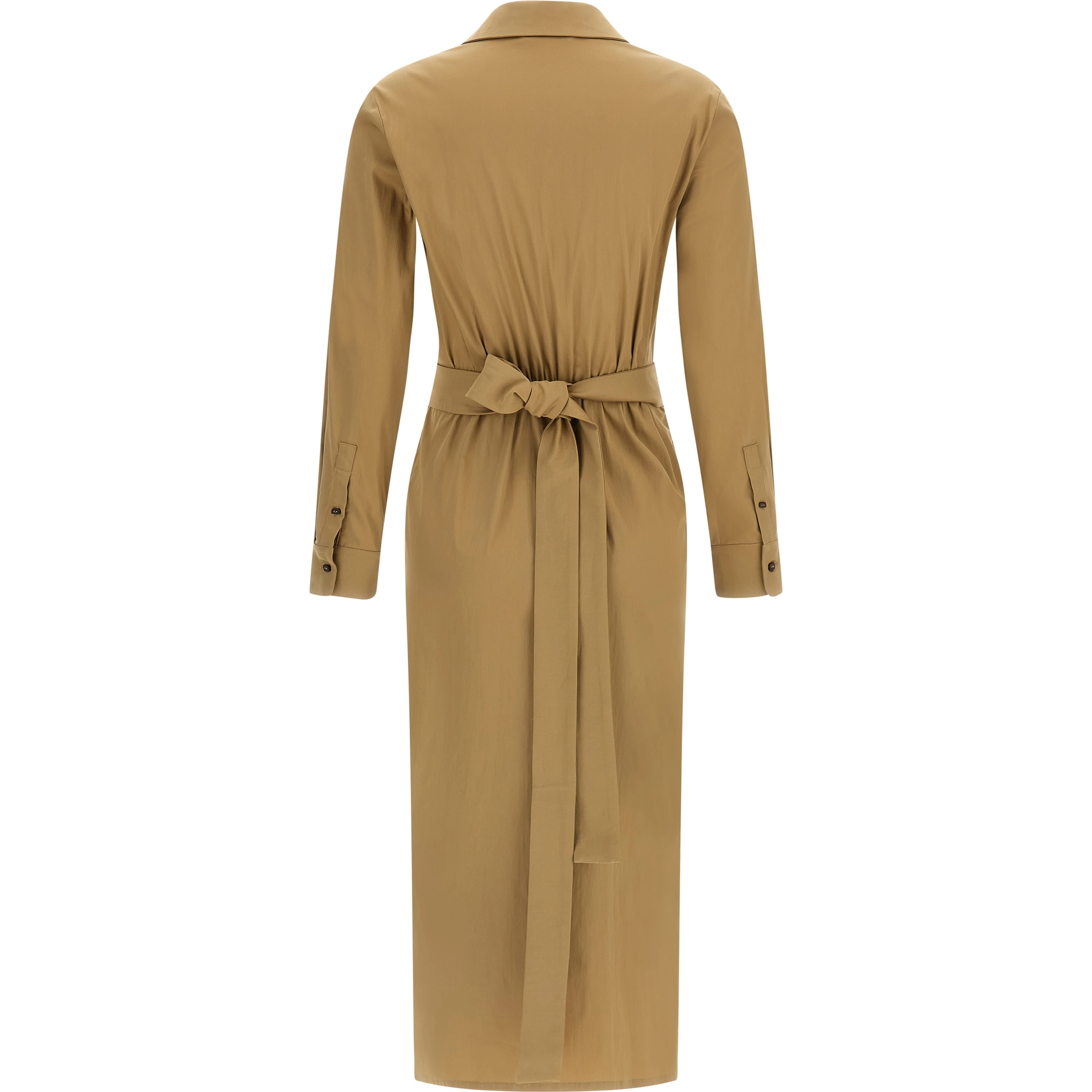 Beige Cotton Midi Dress