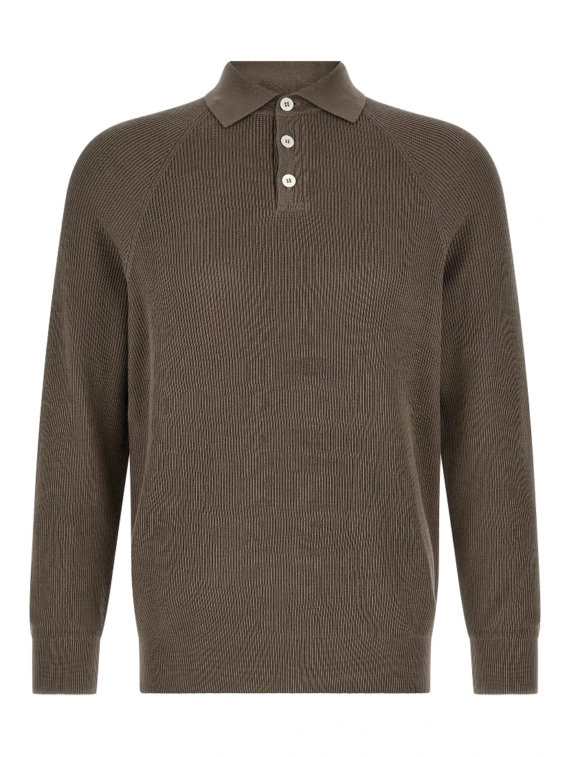 Brown Cotton Polo Shirt