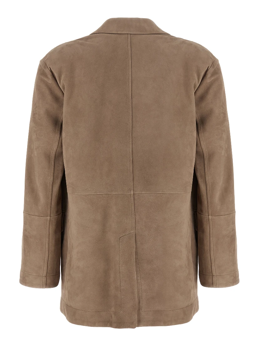 Beige Lamb Leather Blazer