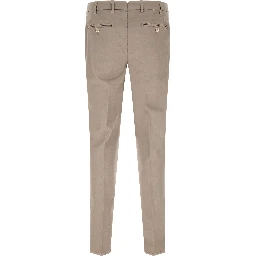 Beige Cotton Casual Pants