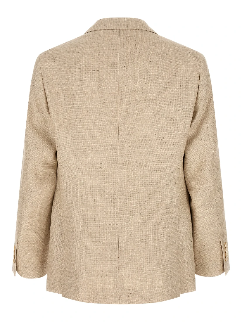 Beige Silk Two-Piece Suit