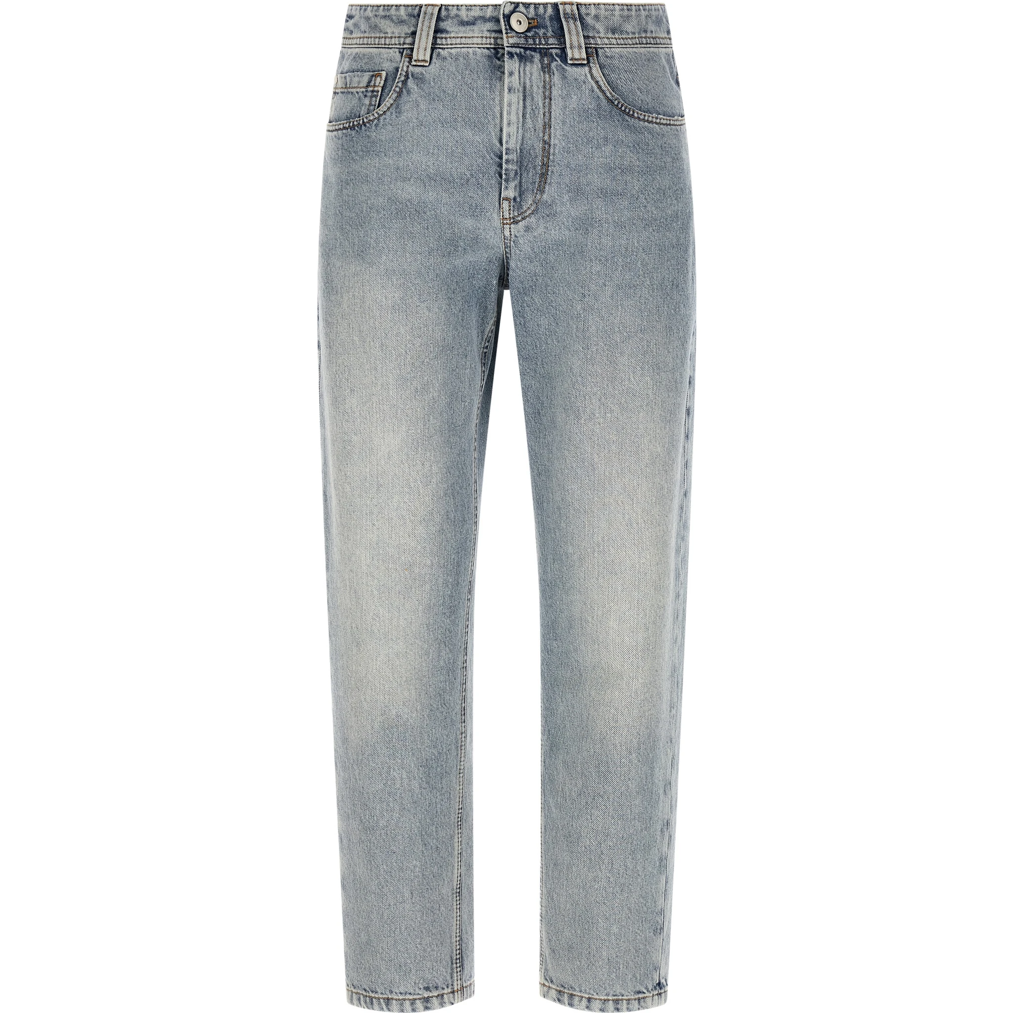 Blue Cotton Tapered Jeans