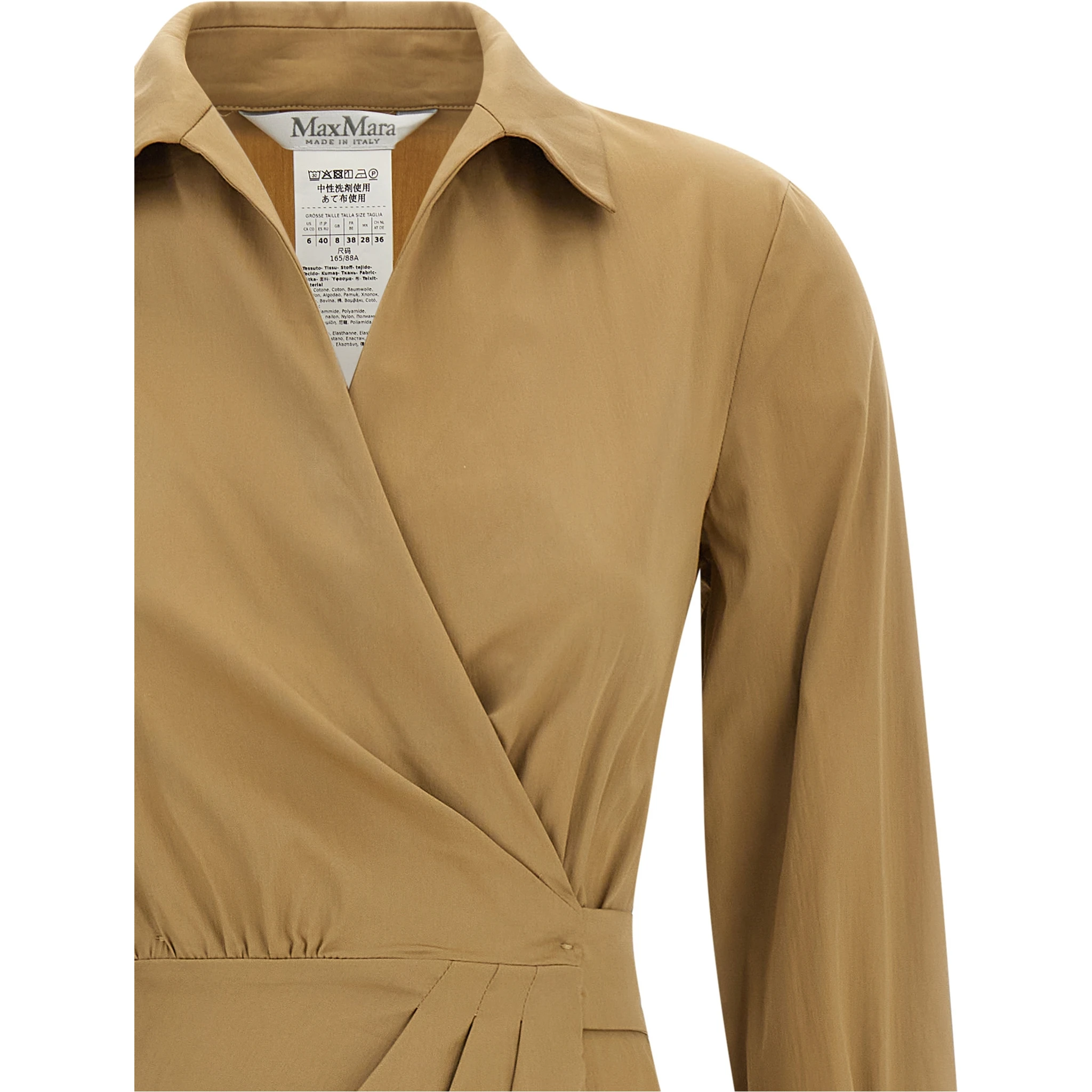Beige Cotton Midi Dress