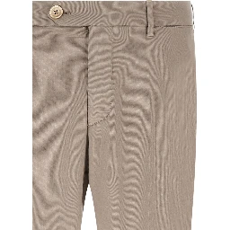 Beige Cotton Casual Pants
