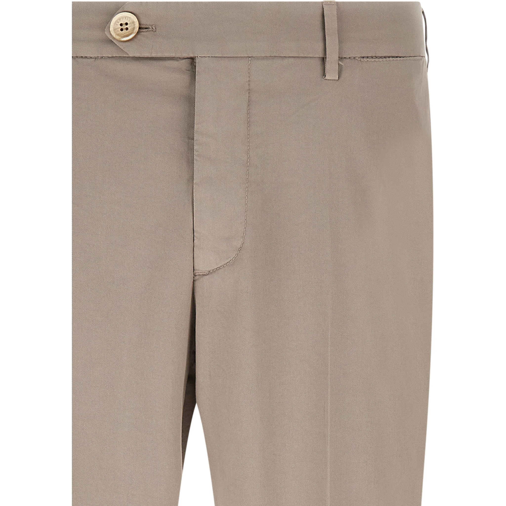 Beige Cotton Casual Pants