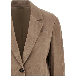 Beige Lamb Leather Blazer