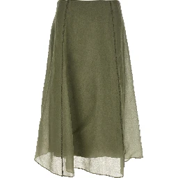 Bicolor Silk Midi Skirt