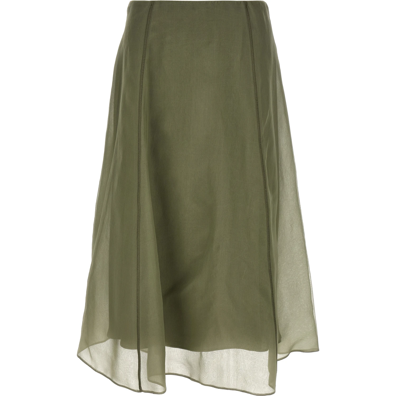 Bicolor Silk Midi Skirt