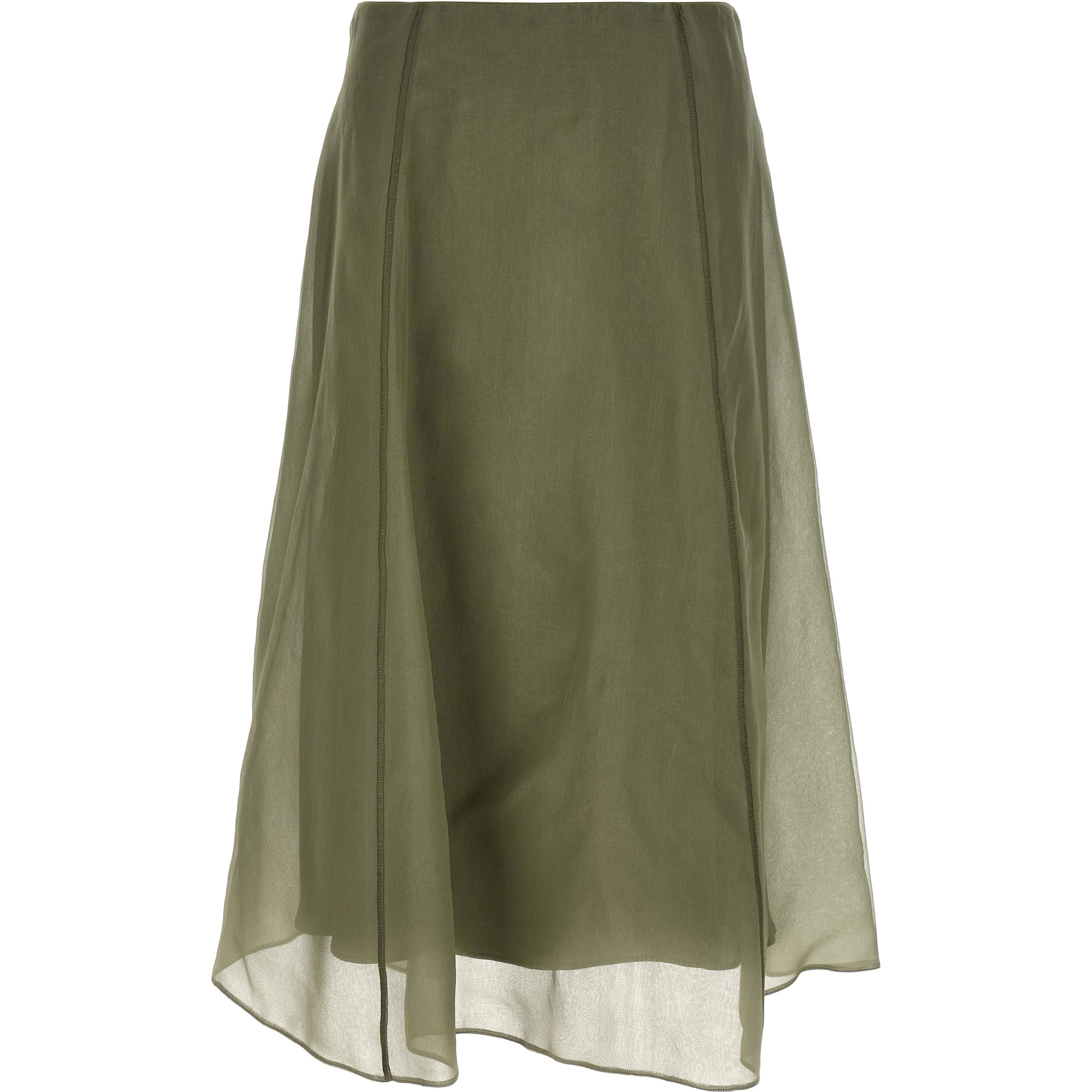 Bicolor Silk Midi Skirt