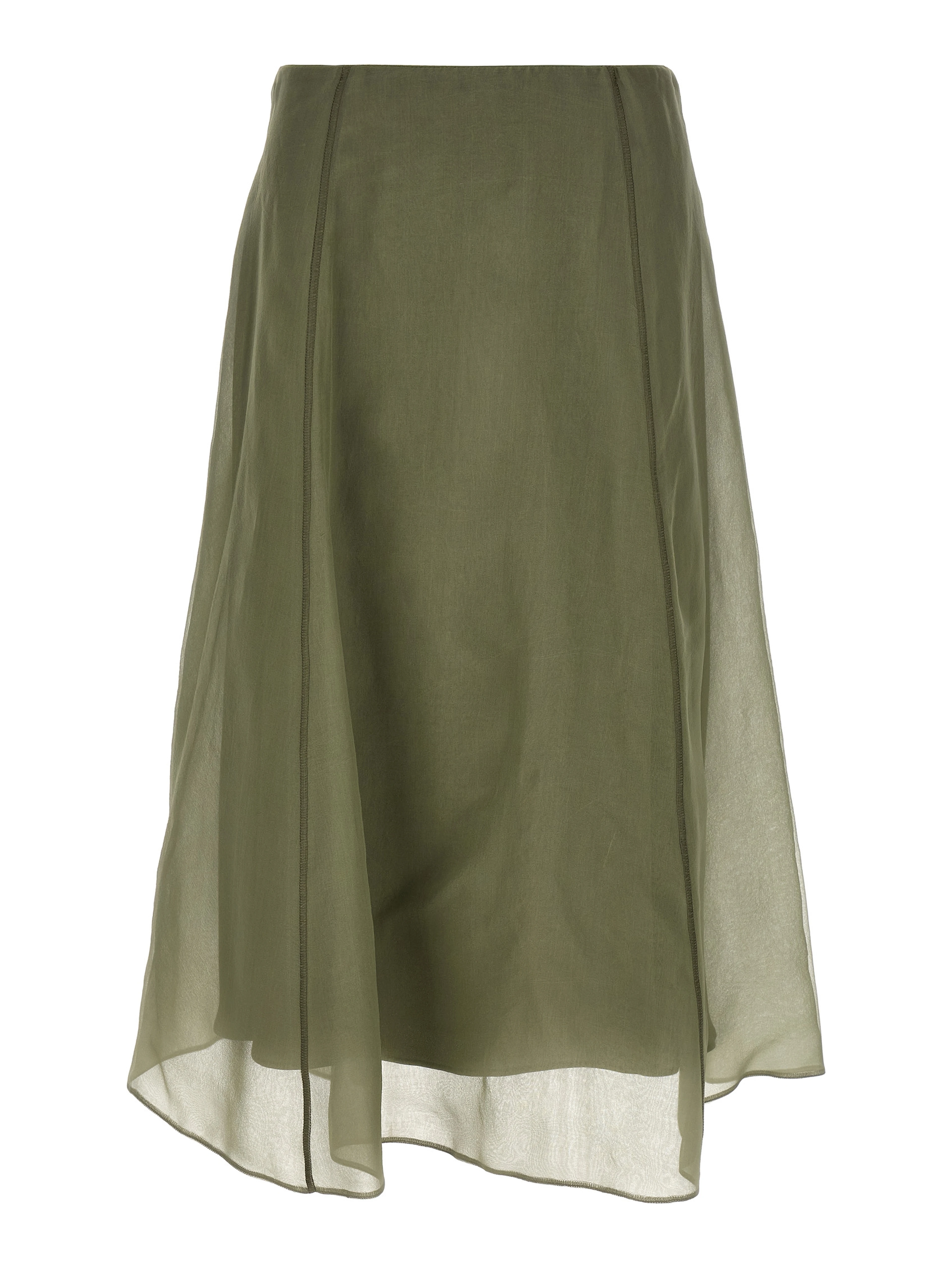 Bicolor Silk Midi Skirt