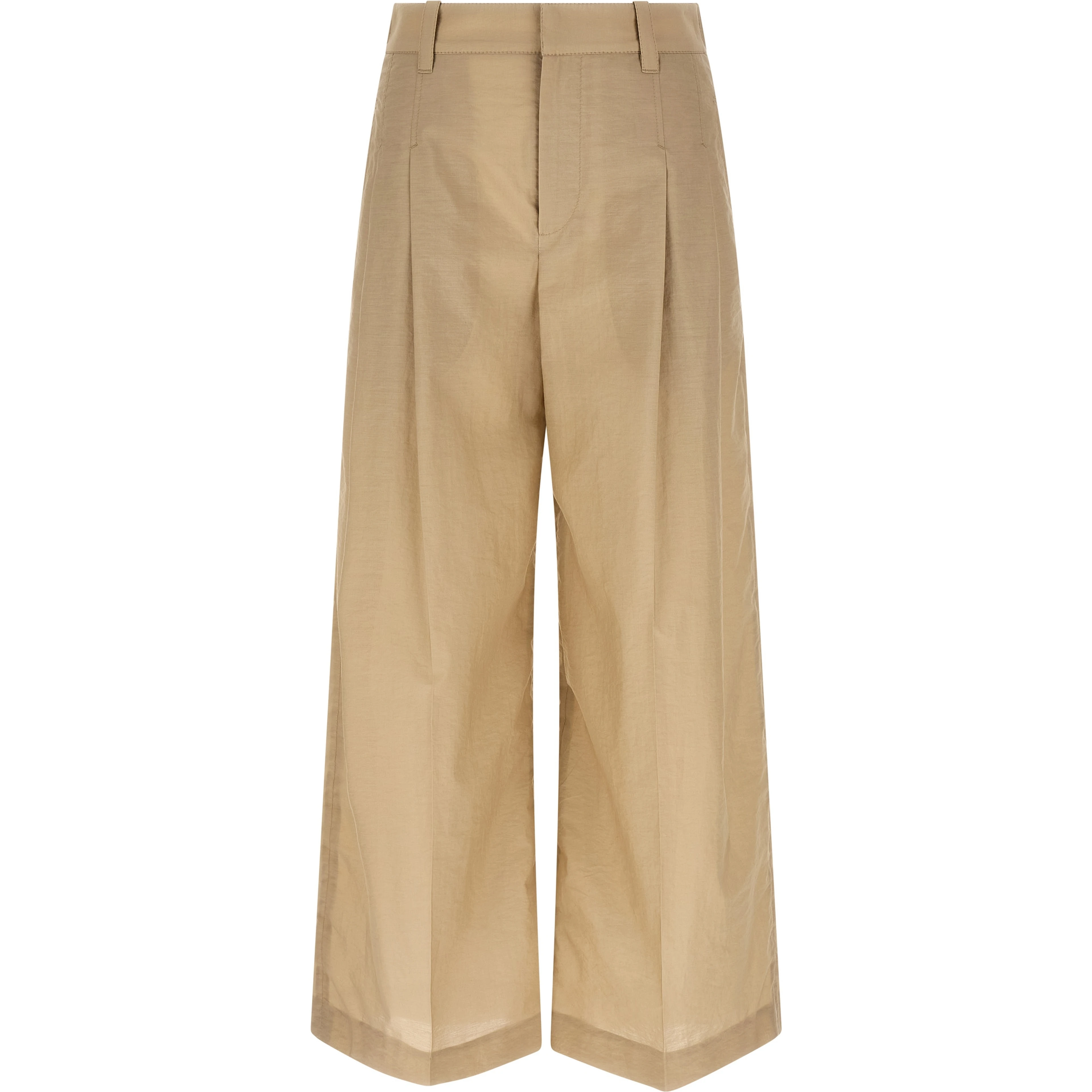 Beige Cotton Casual Pants