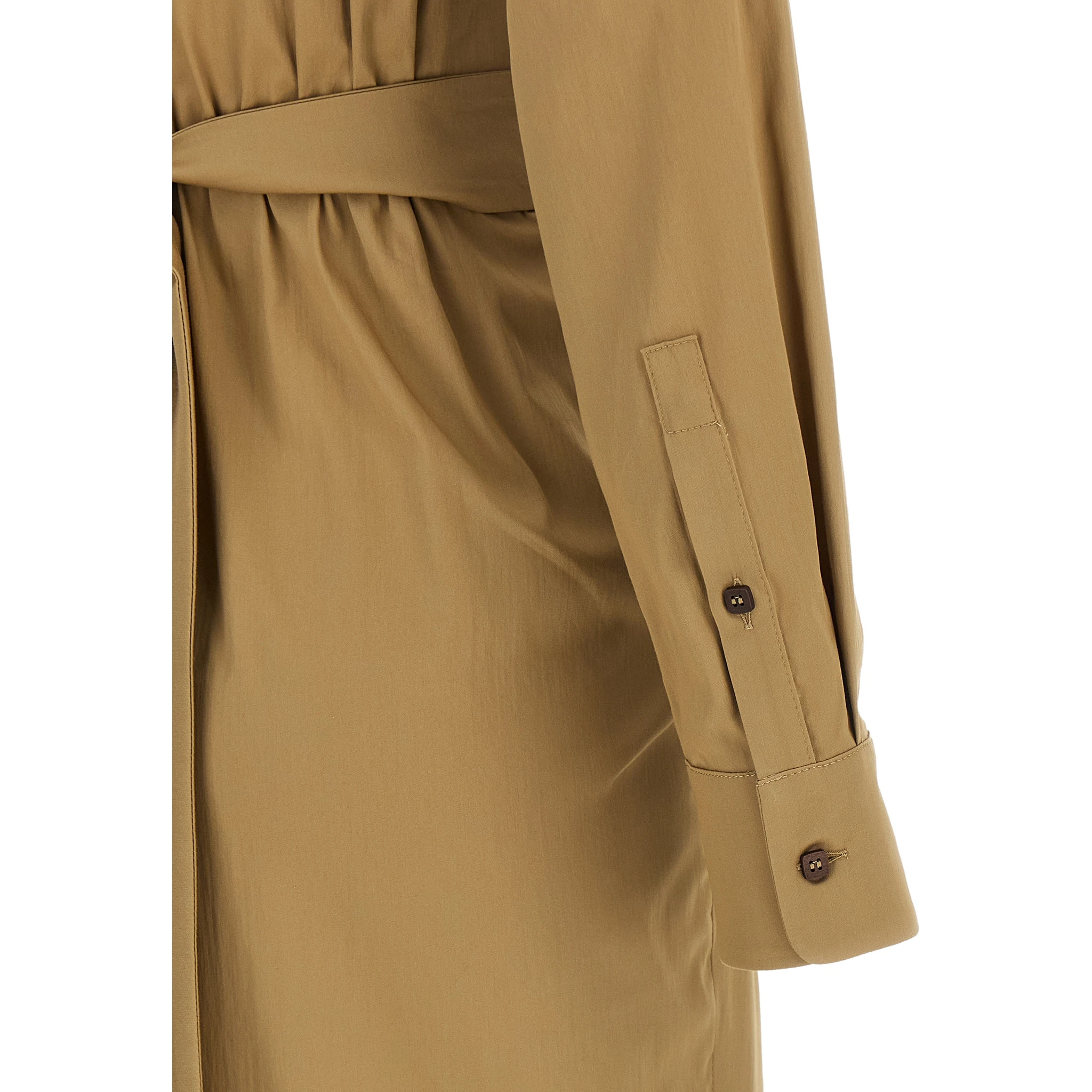 Beige Cotton Midi Dress
