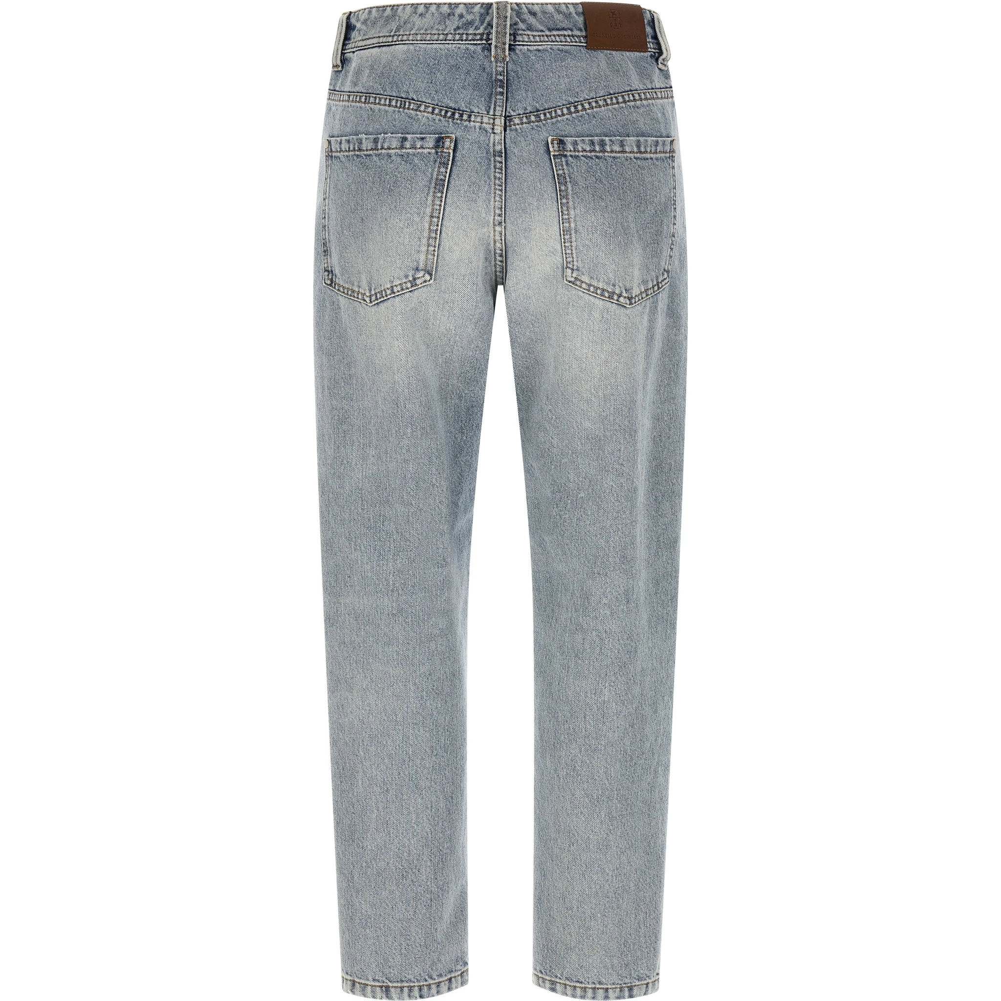 Blue Cotton Tapered Jeans