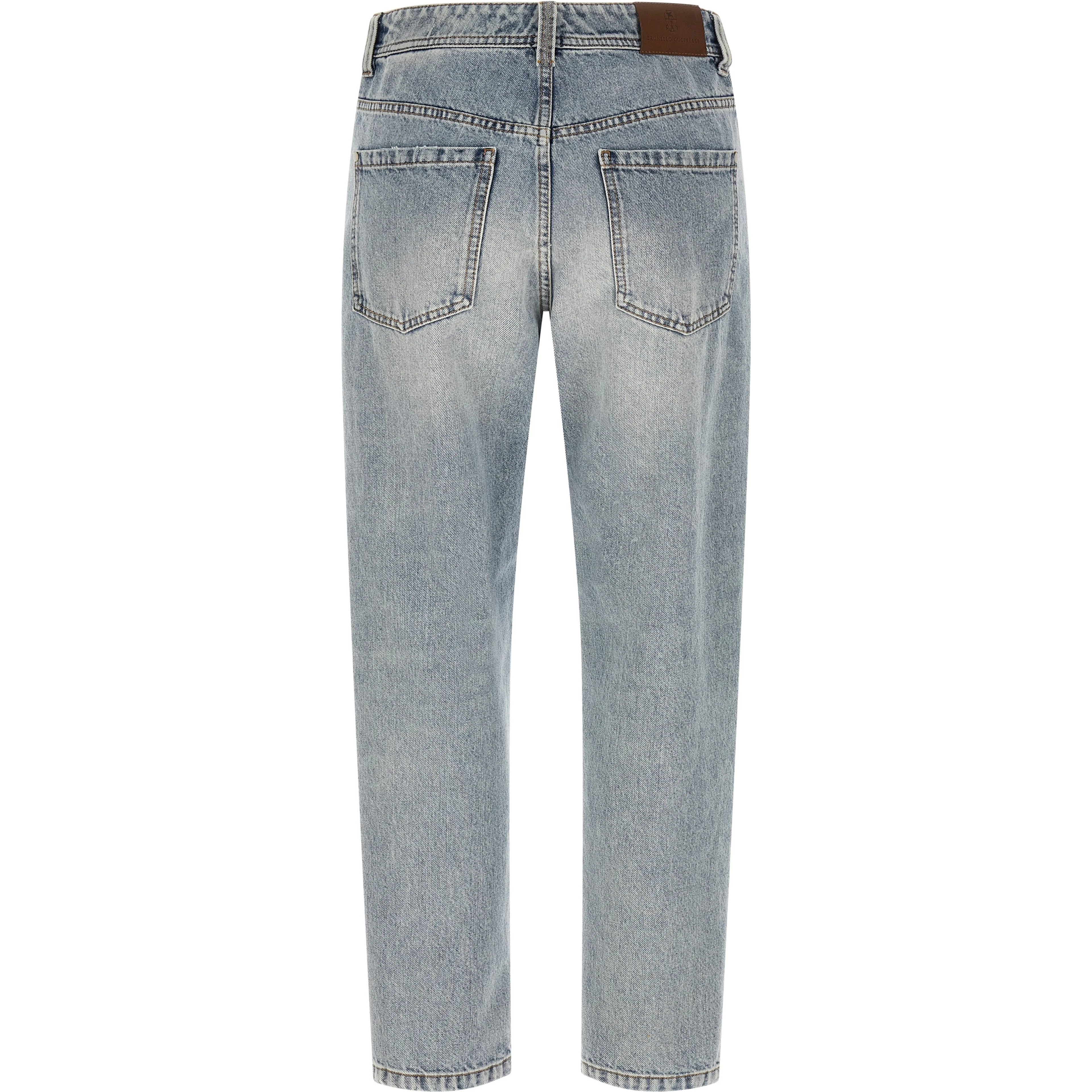 Blue Cotton Tapered Jeans