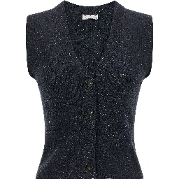 Blue Cashmere Sleeveless Jacket