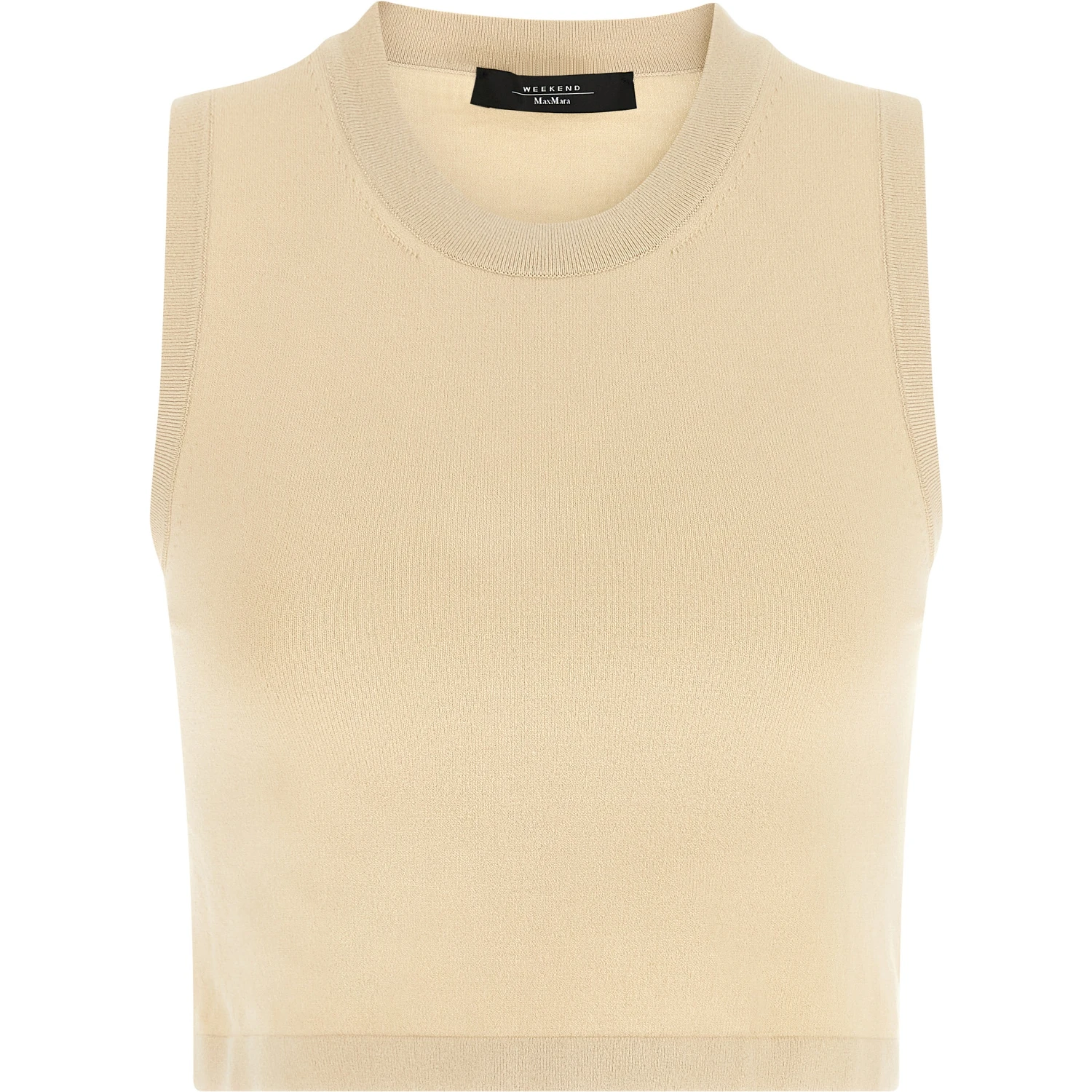 Beige Viscose Sleeveles T-Shirt
