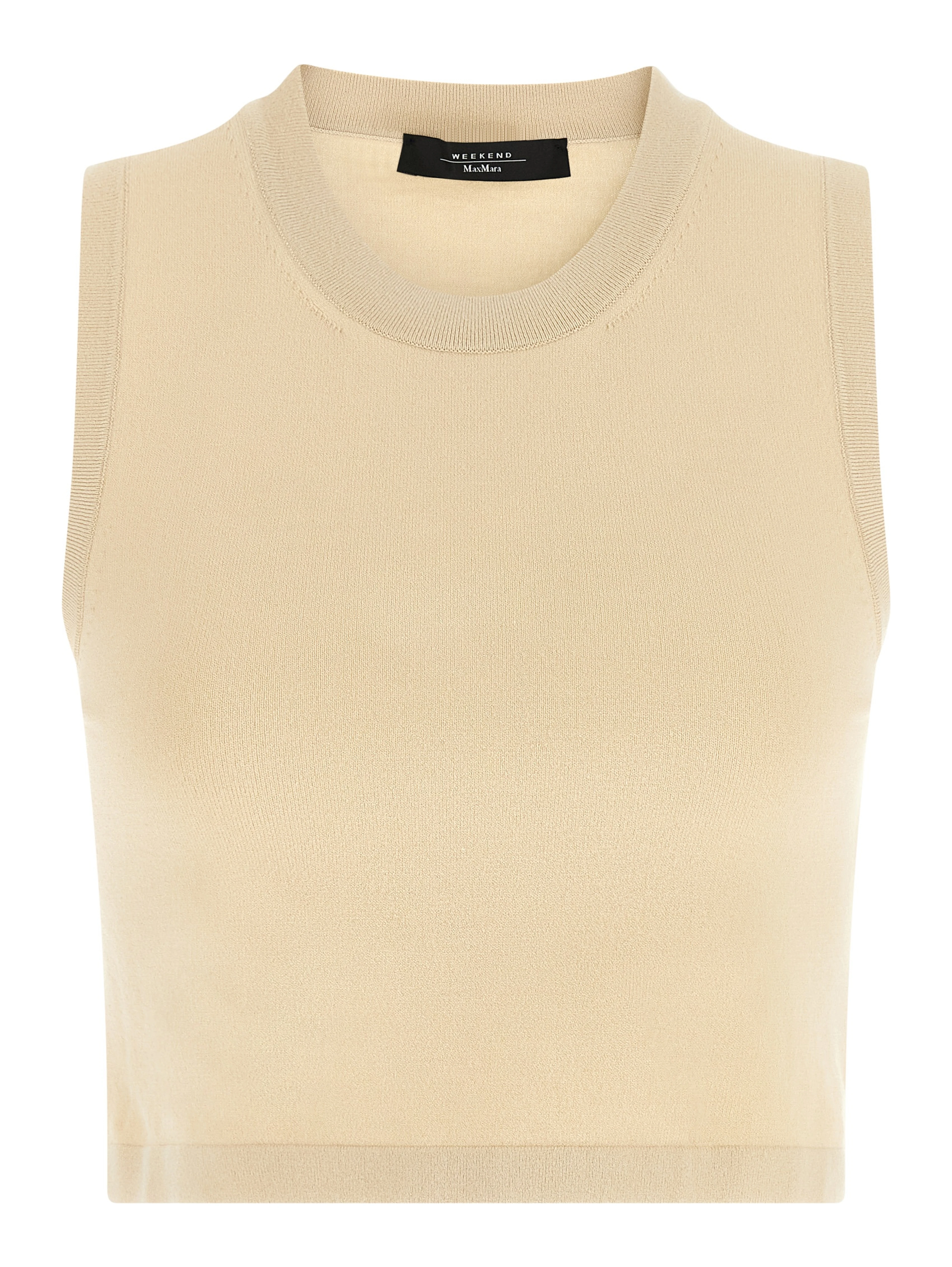 Beige Viscose Sleeveles T-Shirt
