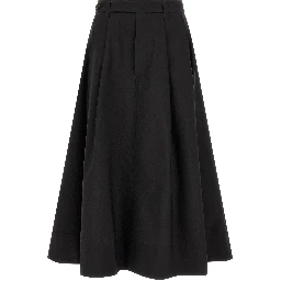 Black Cotton Midi Skirt