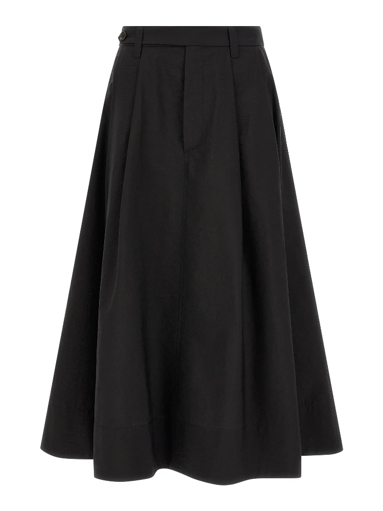Black Cotton Midi Skirt