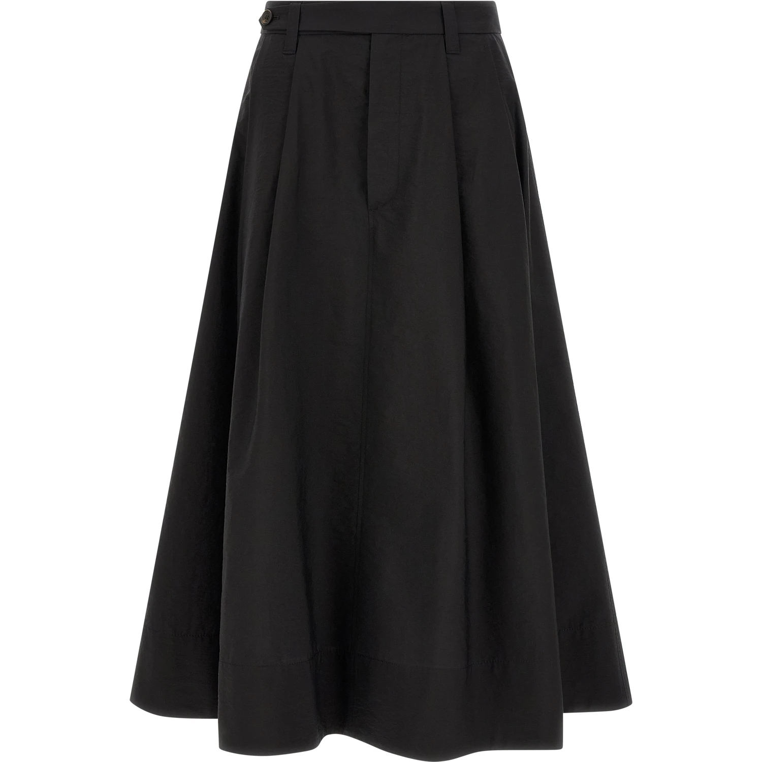 Black Cotton Midi Skirt