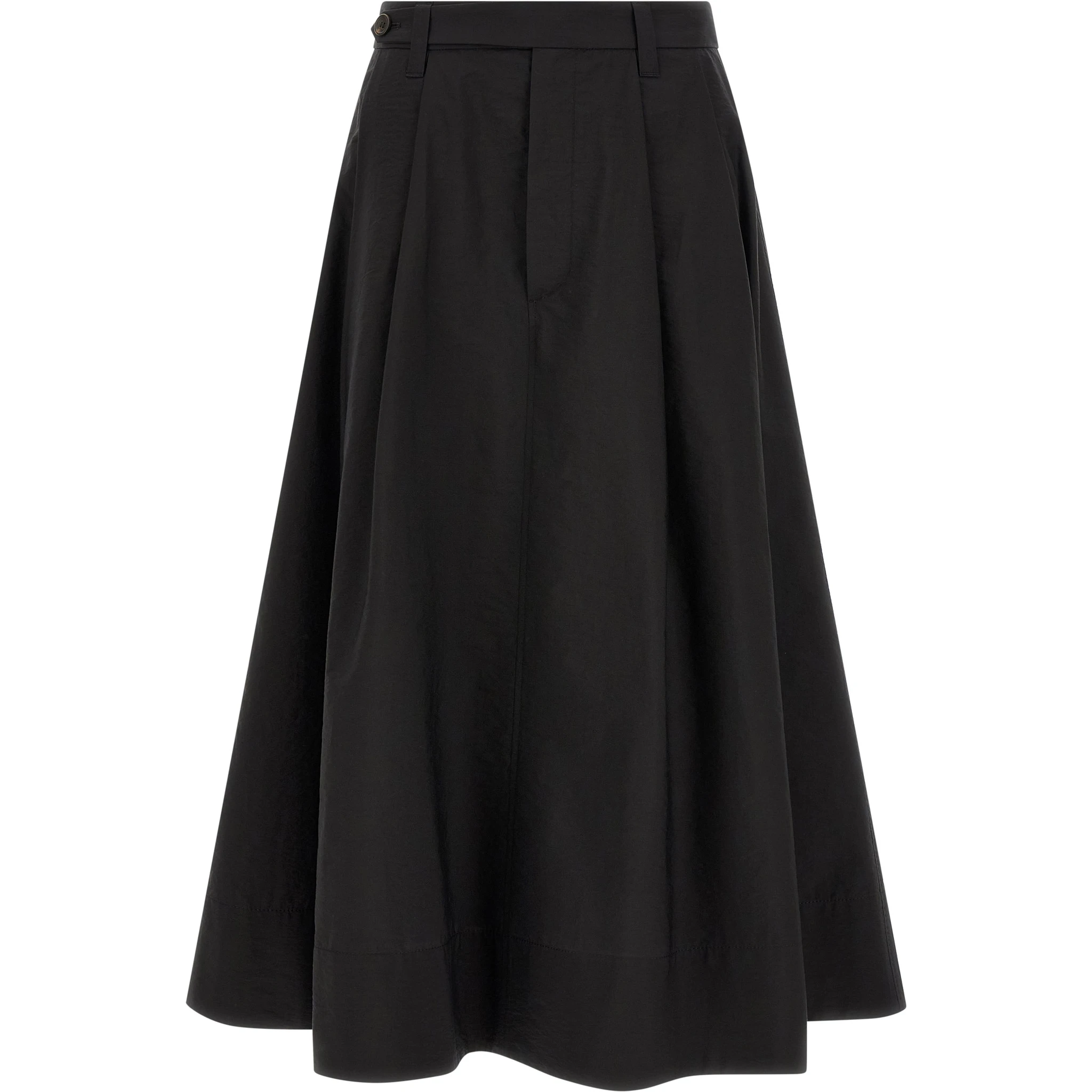 Black Cotton Midi Skirt