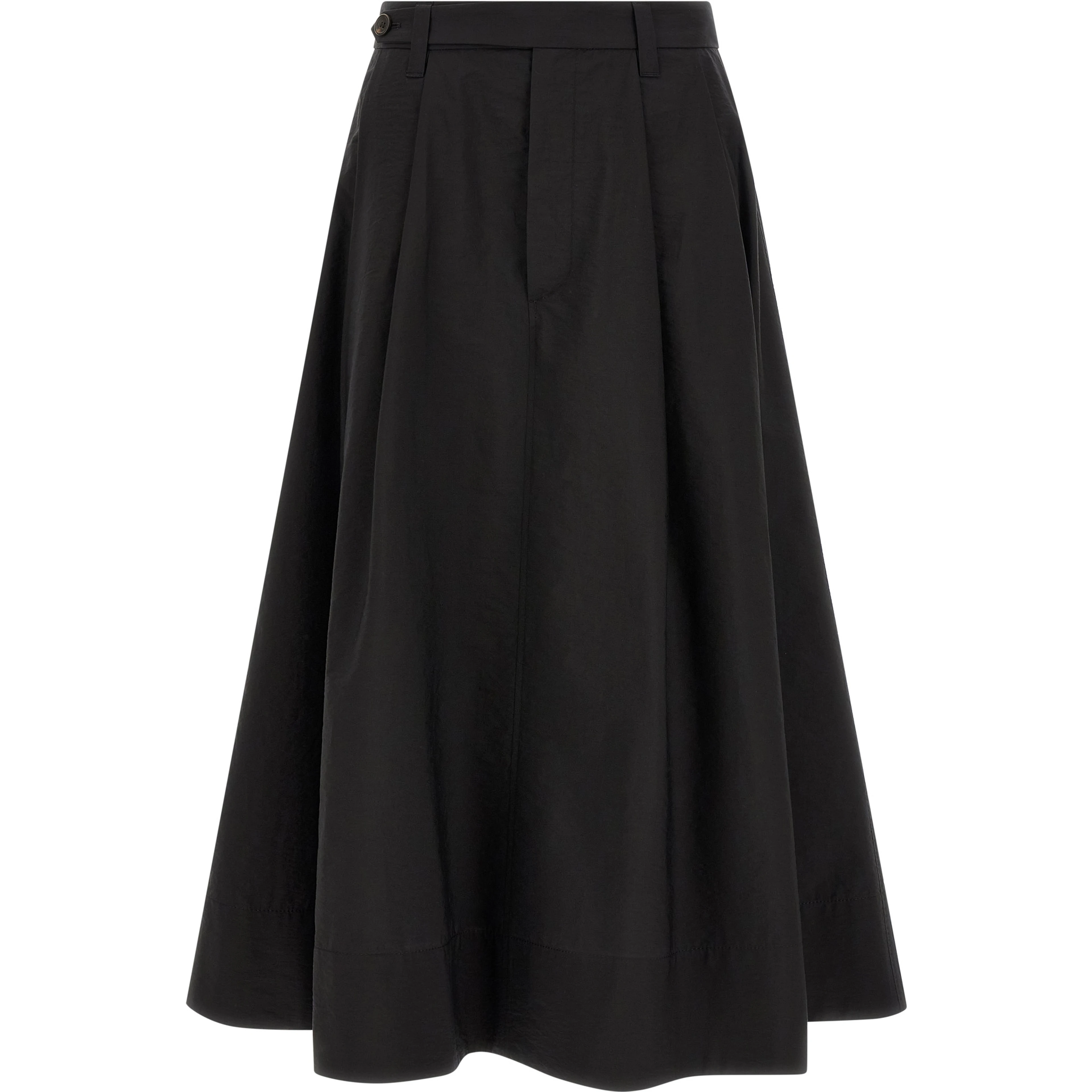 Black Cotton Midi Skirt