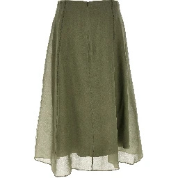 Bicolor Silk Midi Skirt