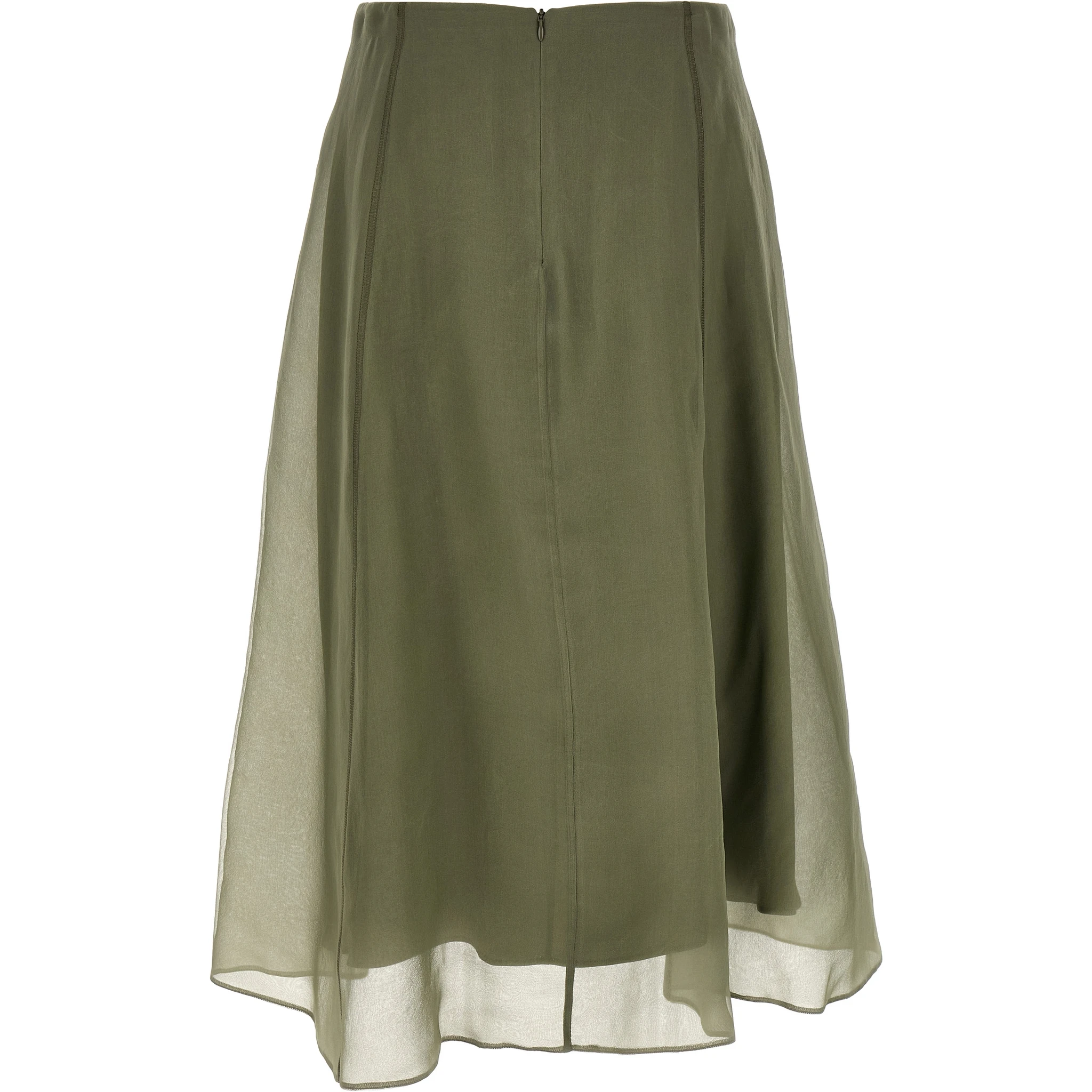 Bicolor Silk Midi Skirt