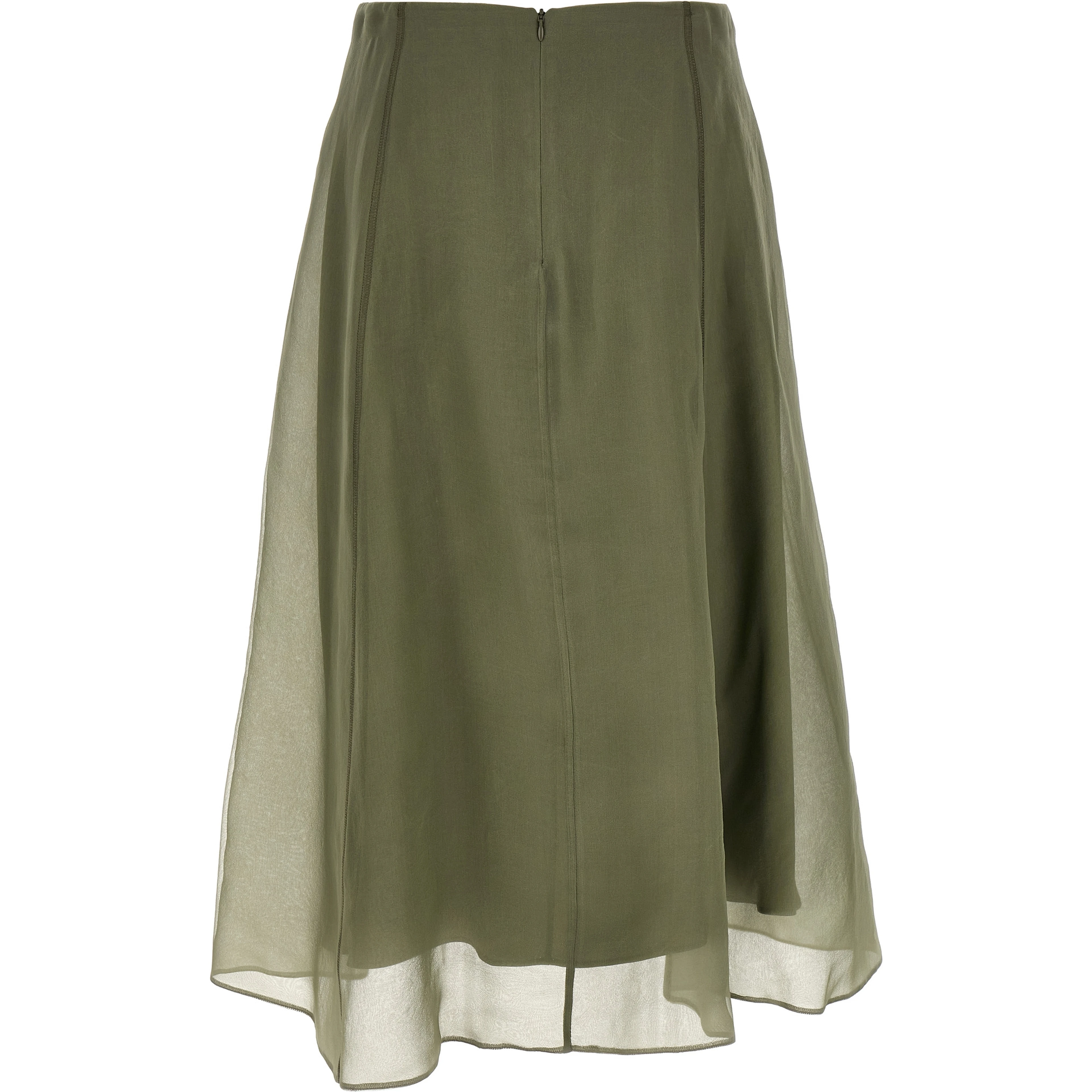 Bicolor Silk Midi Skirt