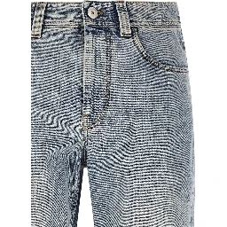 Blue Cotton Tapered Jeans