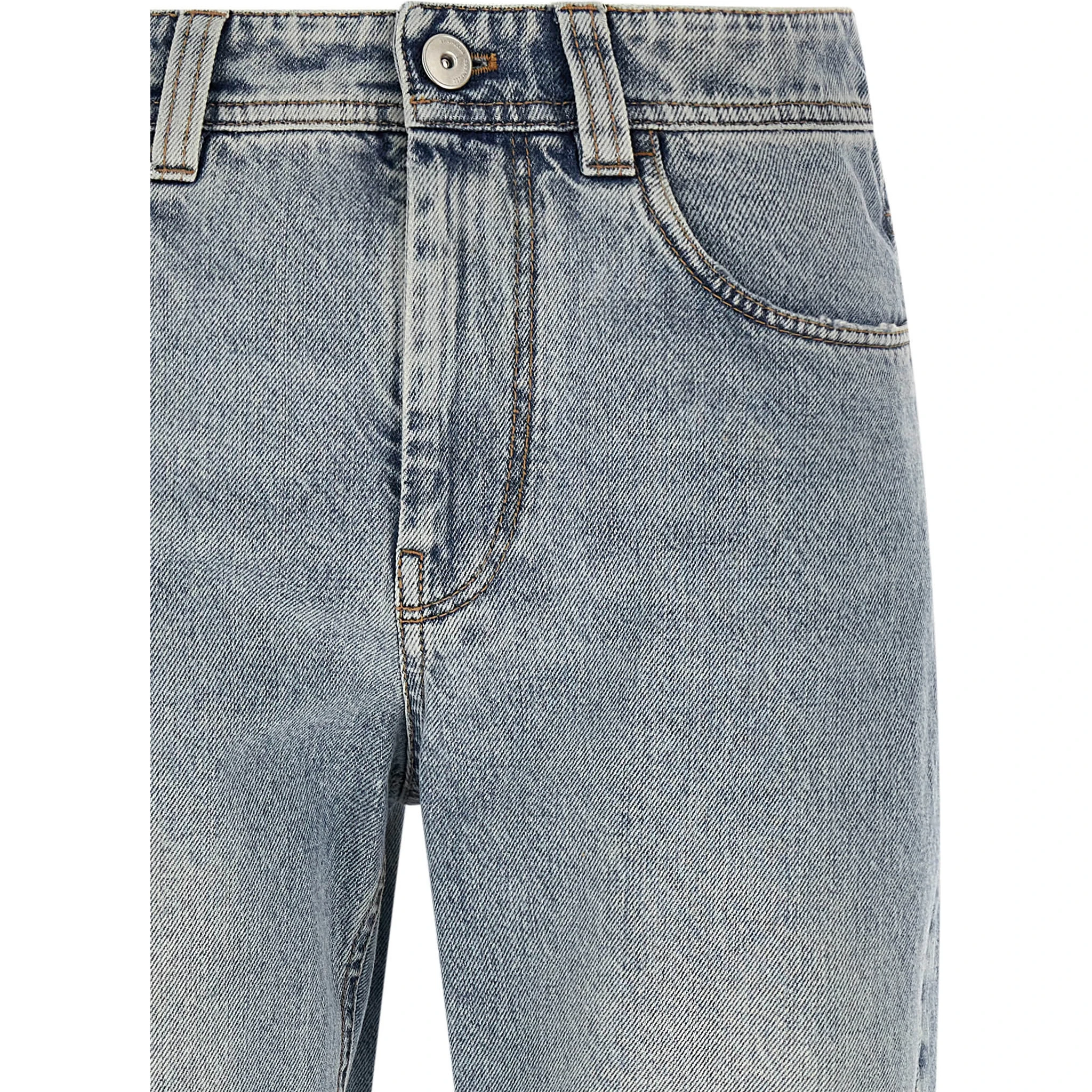 Blue Cotton Tapered Jeans