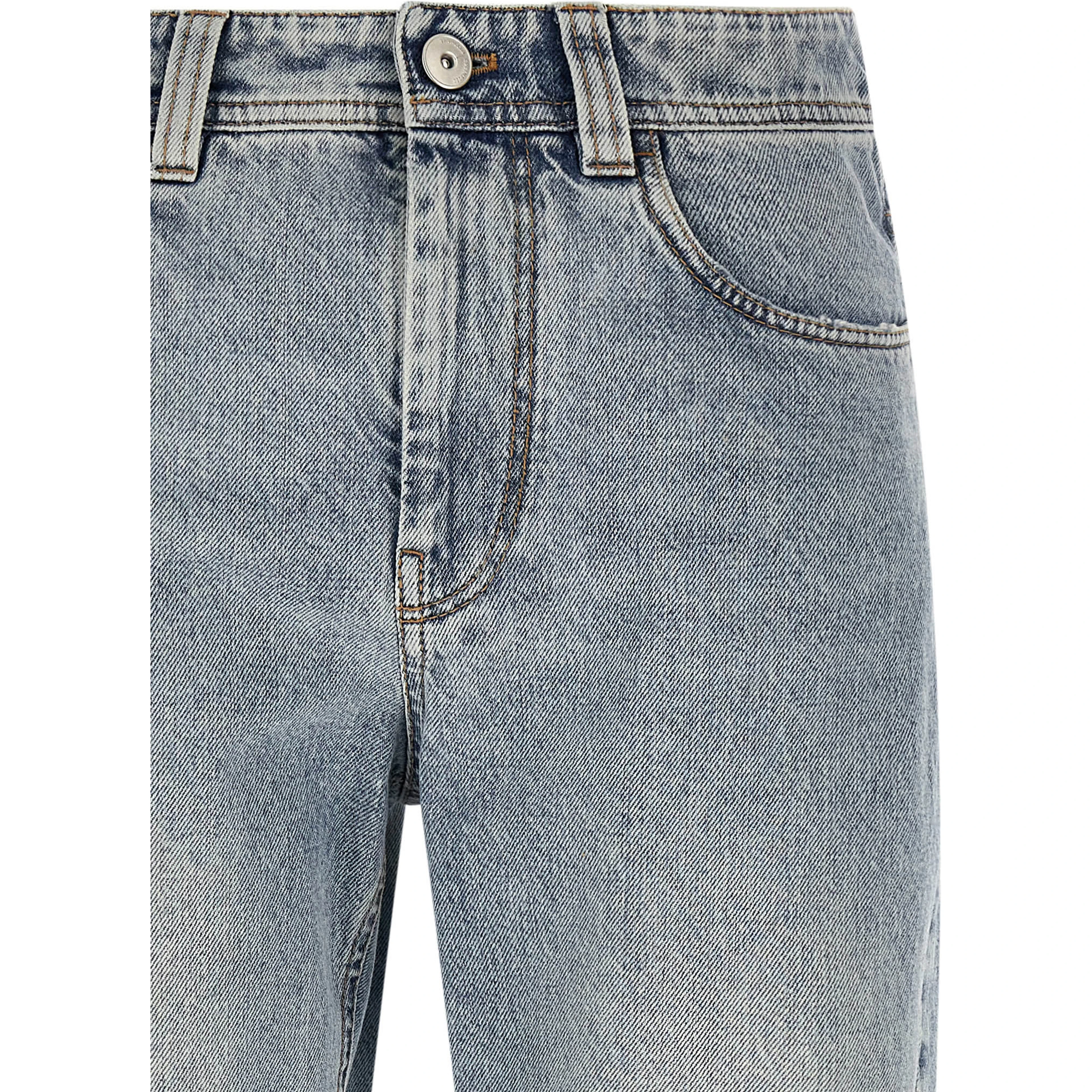 Blue Cotton Tapered Jeans