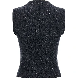 Blue Cashmere Sleeveless Jacket