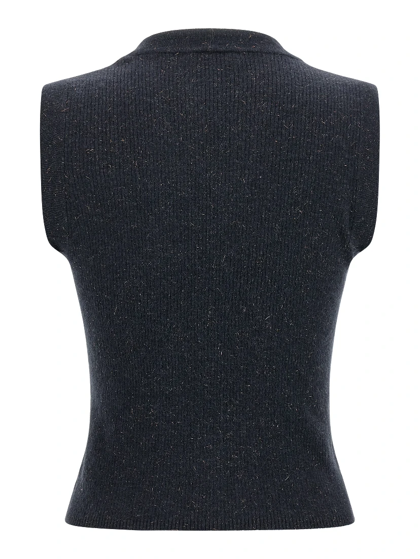 Blue Cashmere Sleeveless Jacket