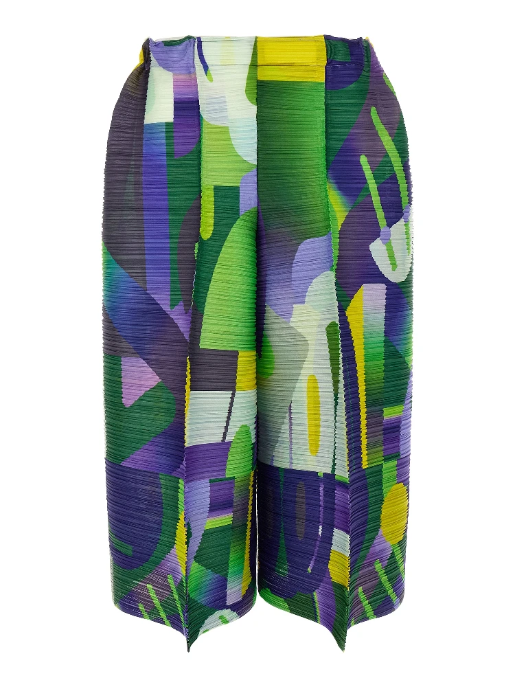 Multicolor Polyester Casual Pants