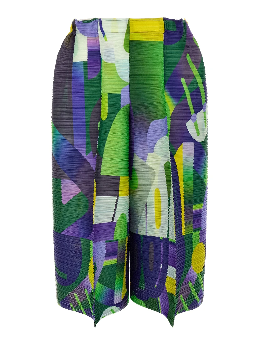 Multicolor Polyester Casual Pants