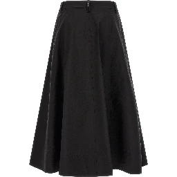 Black Cotton Midi Skirt
