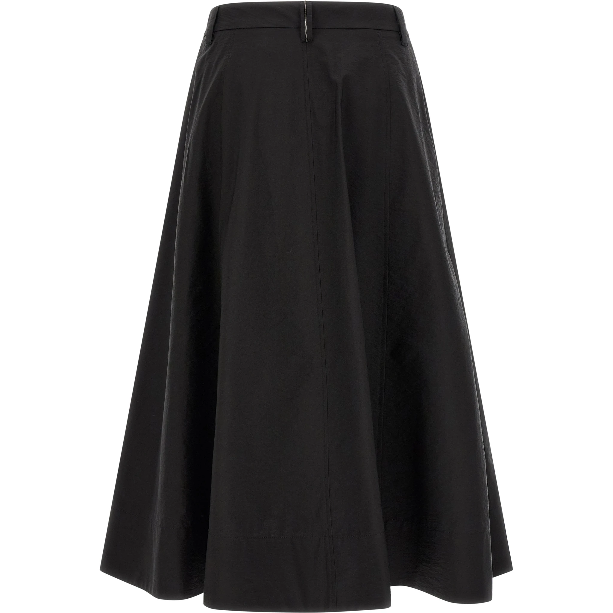 Black Cotton Midi Skirt