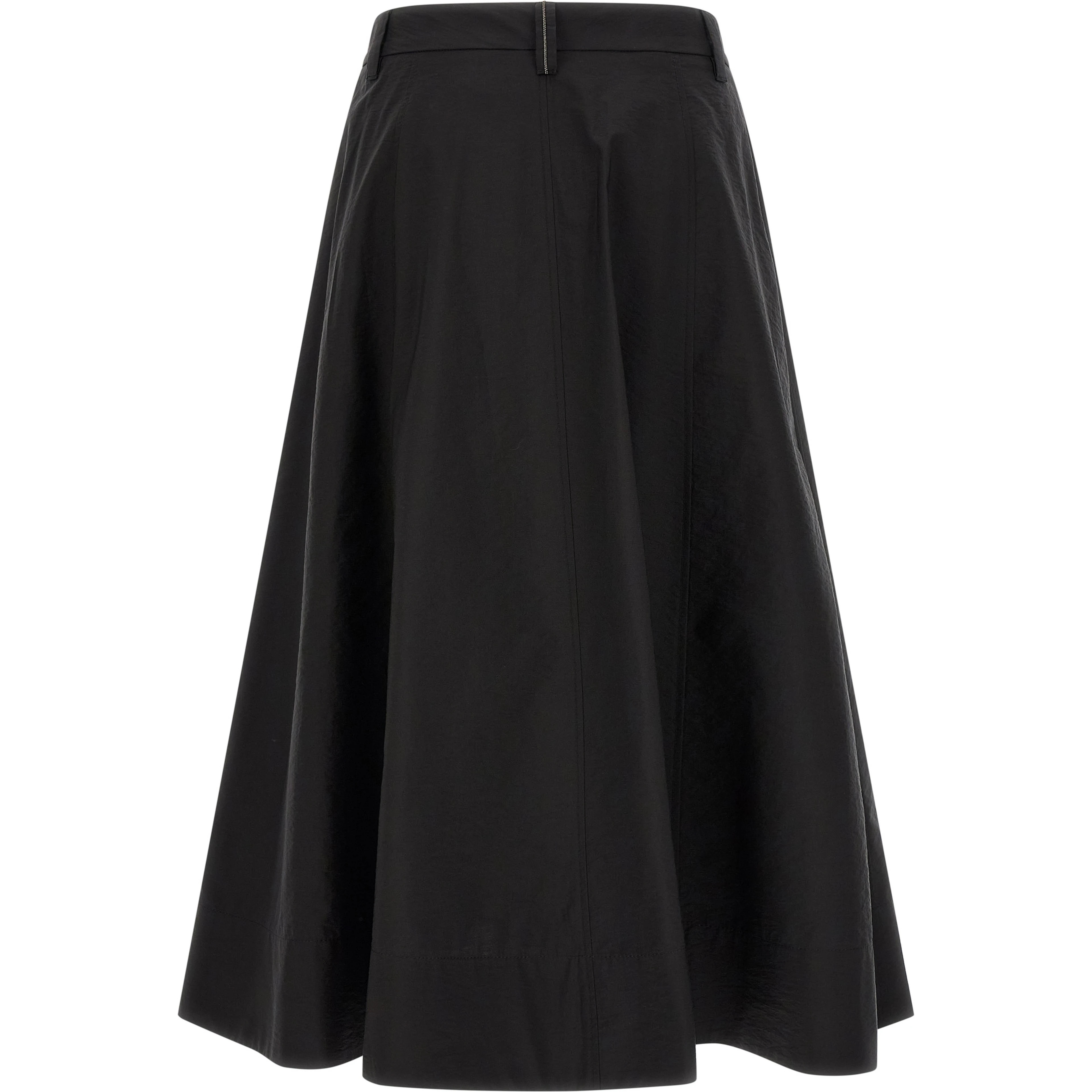 Black Cotton Midi Skirt