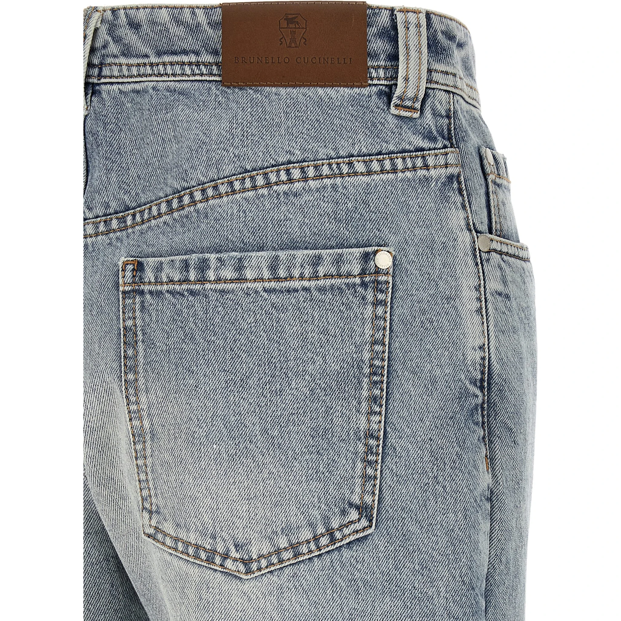 Blue Cotton Tapered Jeans