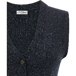 Blue Cashmere Sleeveless Jacket