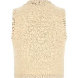 Beige Viscose Sleeveles T-Shirt